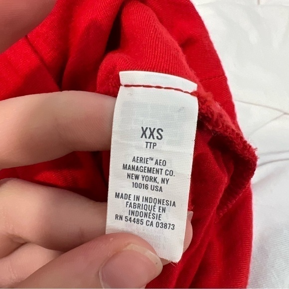 Aerie offline fold over waist band red leggings. Like new. - Picture 4 of 6